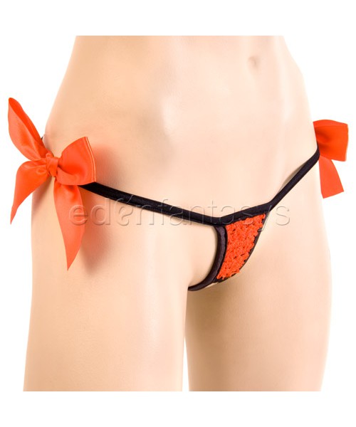 Red and black crotchless g-string — image 4 of 5