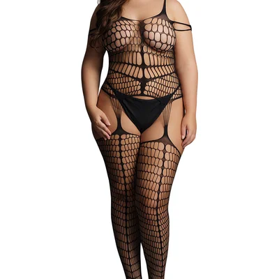 le desir shredded suspender bodystocking black queen size
