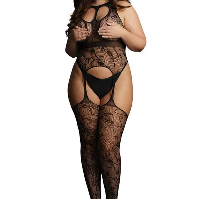 le desir lace suspender bodystocking black queen size