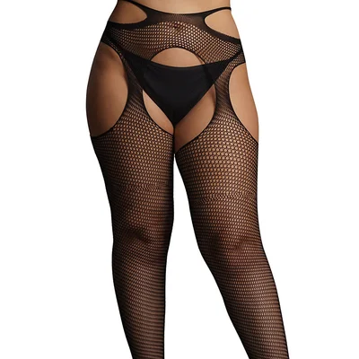 le desir suspender pantyhose with strappy waist black queen size
