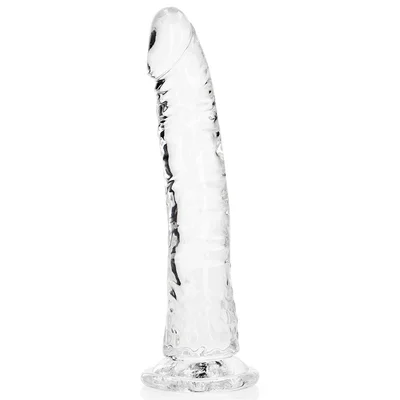 realrock 8 inch crystal clear realistic dildo with suction cup base