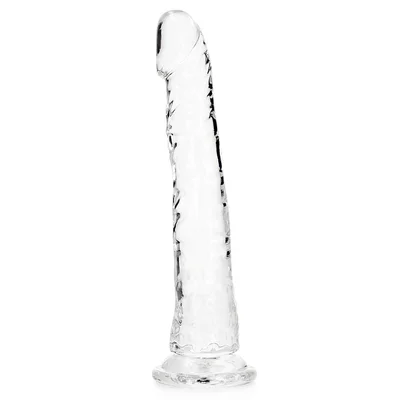 realrock 10 inch crystal clear realistic dildo with balls suction cup base
