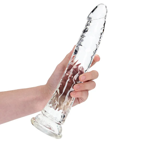 RealRock 11 Inch Crystal Clear Slim Dildo with Suction Cup Base — image 2 of 2