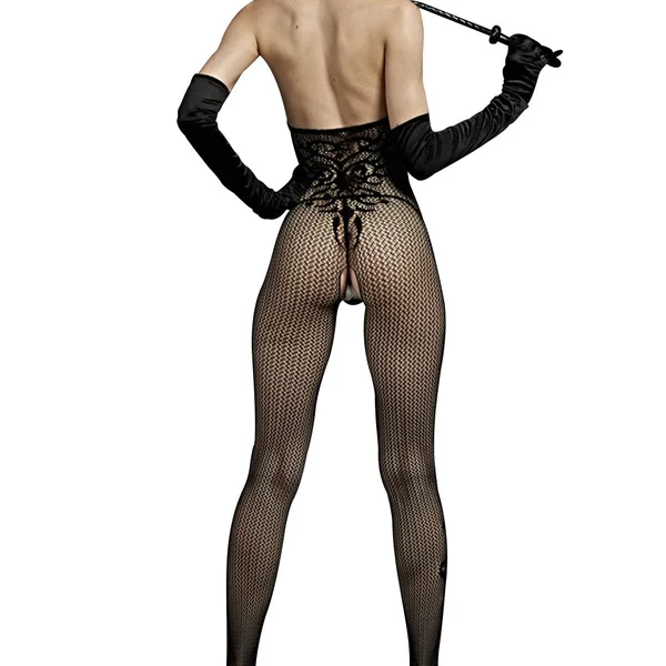 Love in Leather Rimes Halter Neck Crotchless Bodystocking — image 2 of 2