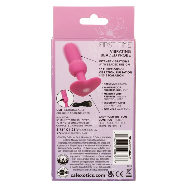 First Time Vibrating Beaded Probe Pink — image 2 of 7