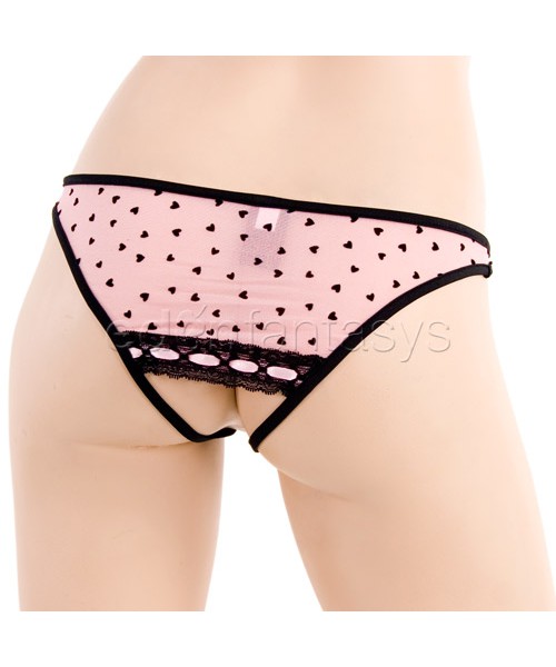 Heart mesh crotchless panty