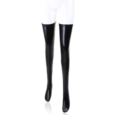 poison rose wetlook stockings with zips