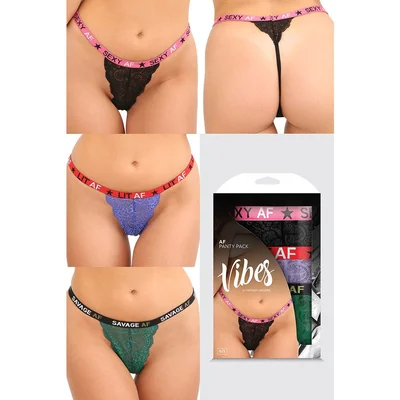 fantasy lingerie vibes af panty pack 3 piece lace thong set