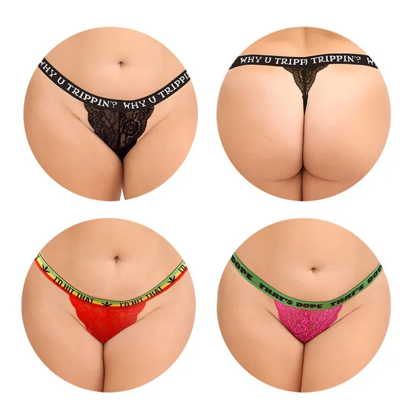 Fantasy Lingerie Vibes Trippy Panty Pack 3-Piece Lace Thong Set