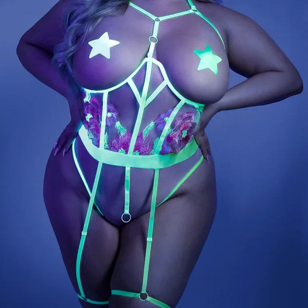 Fantasy Lingerie Glow In a Trance Open Cup Garter Teddy — image 2 of 3