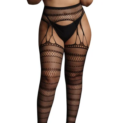 le desir striped suspender pantyhose