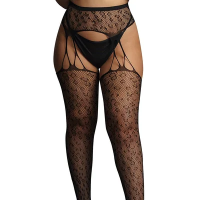 le desir leopard suspender pantyhose