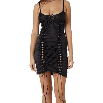 love in leather muse lace up dress