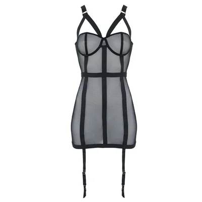 love in leather muse mesh suspender dress