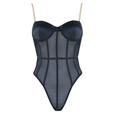 love in leather muse chain strap mesh teddy