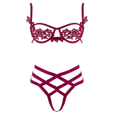 love in leather floral cut out 2 piece set