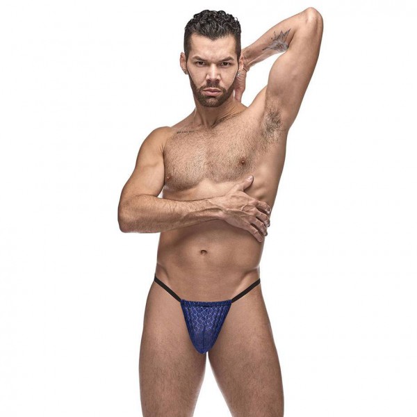 Male Power Blue Diamond Mesh Posing Pouch