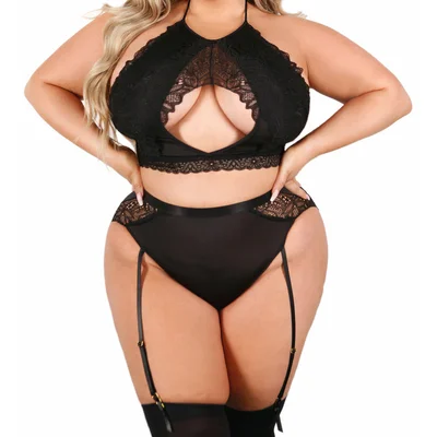 fantasy lingerie curve sadie halter bralette panty set