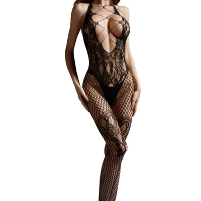 cindylove lace halter bodystocking black one size