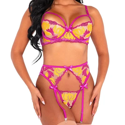 roma orchid mango embroidered lace 3 piece set