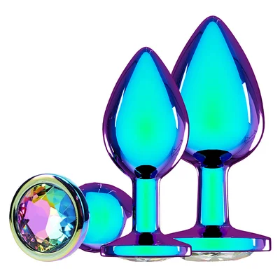 shots ouch venice collection iridescent metal anal plug set