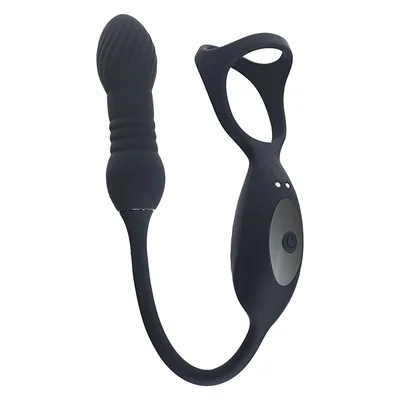 shots levelz vibrating thrusting tri o cock ring with prostate stimulator