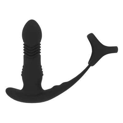 shots levelz vibrating thrusting prostate massager with tri o cock ring