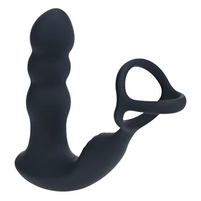 shots levelz dual vibrating rotating prostate stimulator with cock ball rings
