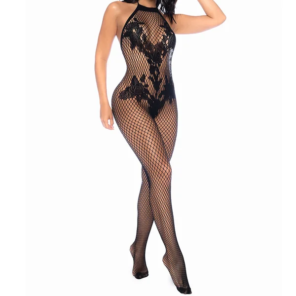 Mapale Halter & Crotchless Floral Body Stocking — image 2 of 5