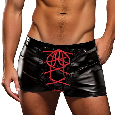 envy lace up wetlook trunks