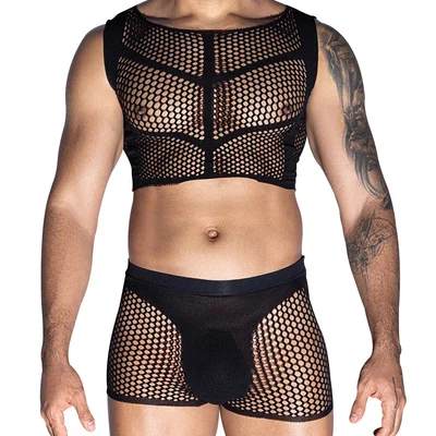 love in leather rib singlet brief set