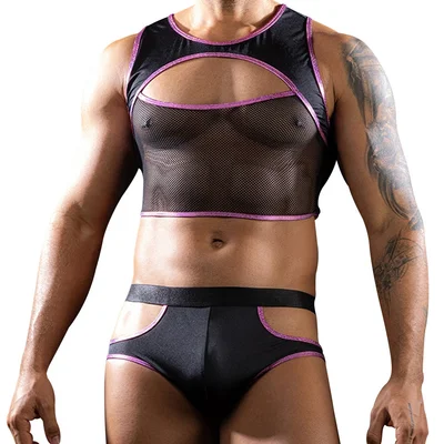 love in leather top brief set