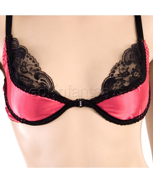 Sexy satin bra and garter set