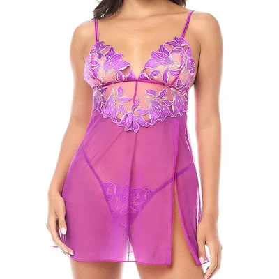 mapale sheer floral babydoll with panty