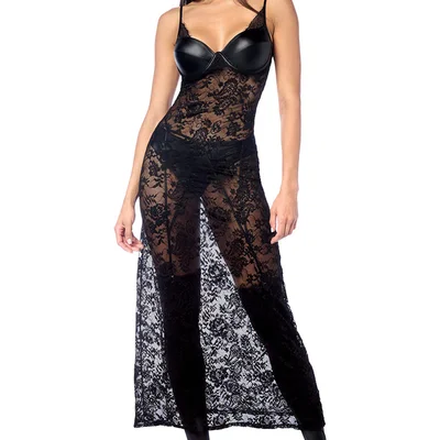mapale long gown with panty garter belt