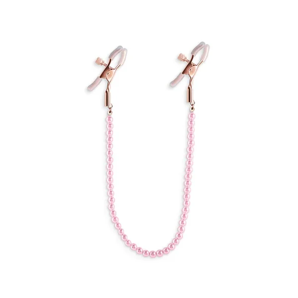 Bound Alligator-Style Nipple Clamps with Pearl Chain
