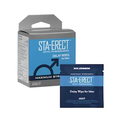 doc johnson sta erect delay ginseng wipes 10 pack