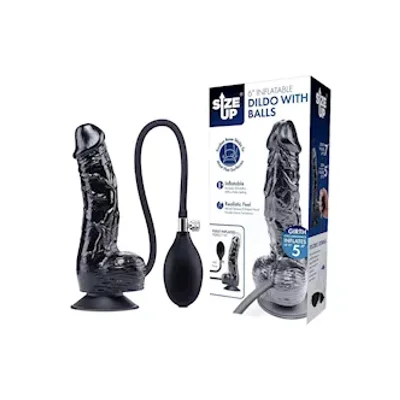 size up inflatable dildo with balls 6 inch