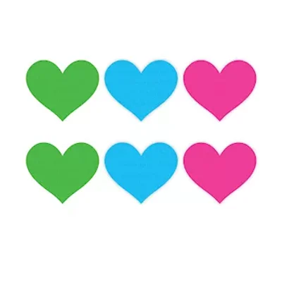 neon heart pasties greenbluepink