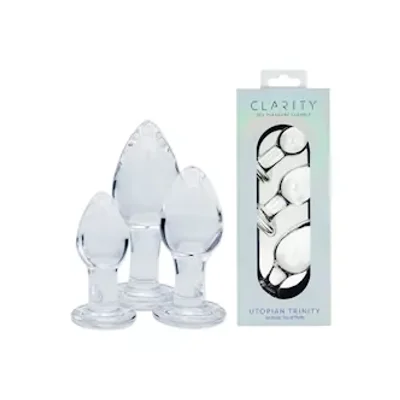 clarity glass utopian trinity dildo
