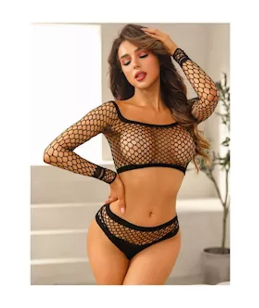 Fishnet Top And Panty Set — image 2 of 5