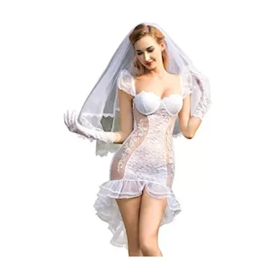sexy wedding dress with veil costume