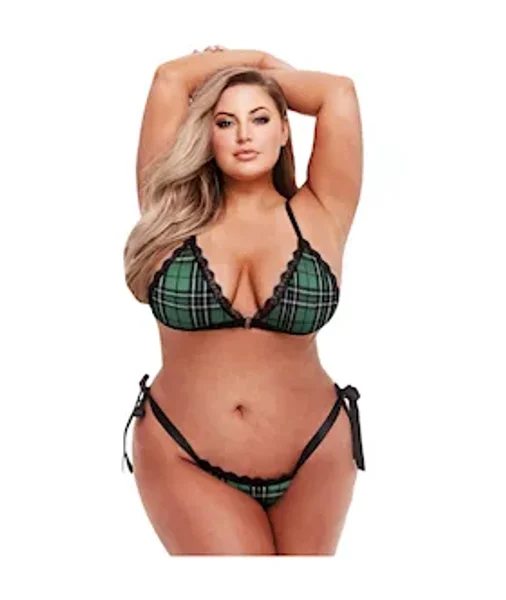 Schoolgirl Plaid Bra And Thong Set — image 3 of 4
