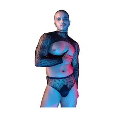 leopard top and underwear body stocking