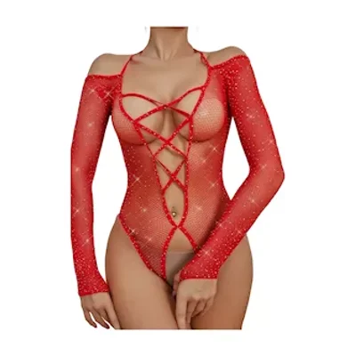 diamond crotchless rhinestone bodystocking