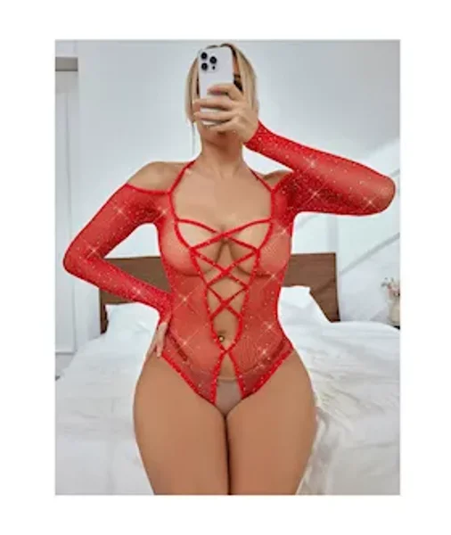 Diamond Crotchless Rhinestone Bodystocking — image 2 of 5