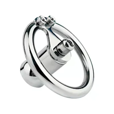 teardrop hex locked inverted chastity cage with dildo attachment