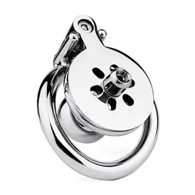 button hex lock inverted chastity cage with dildo attachment