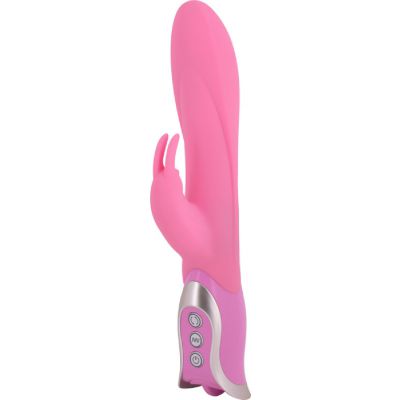 Serenity Fluted Head and Extended Clitoral Stimulator Rabbit Vibrator Pink