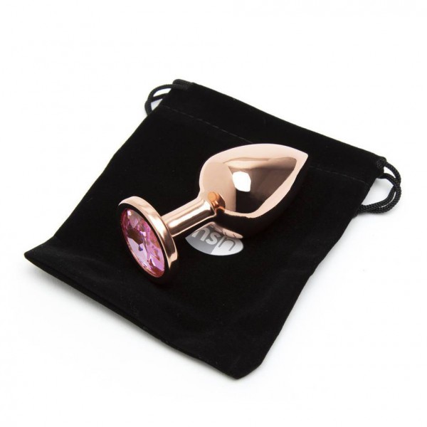 Rear Assets Medium Jewelled Rose Gold Metal Butt Plug 2.5 Inch